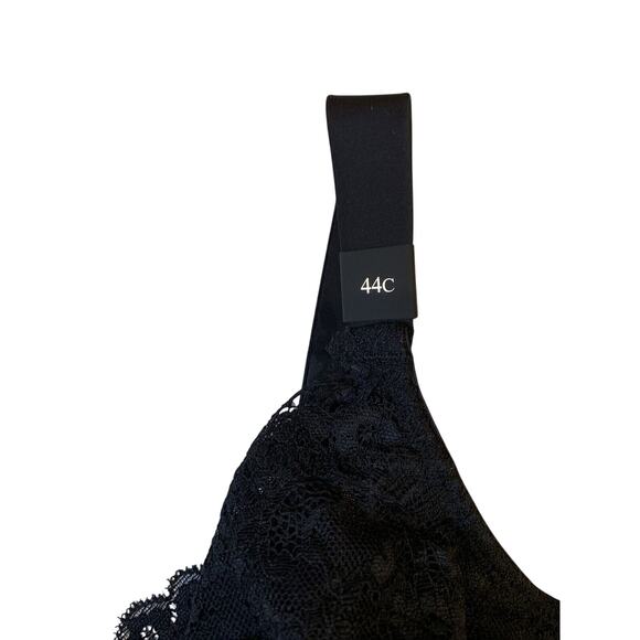 Curvy Couture 44C Everyday Glamour Black Lacy Unlined UW Bra 1207 NWT - Picture 9 of 12